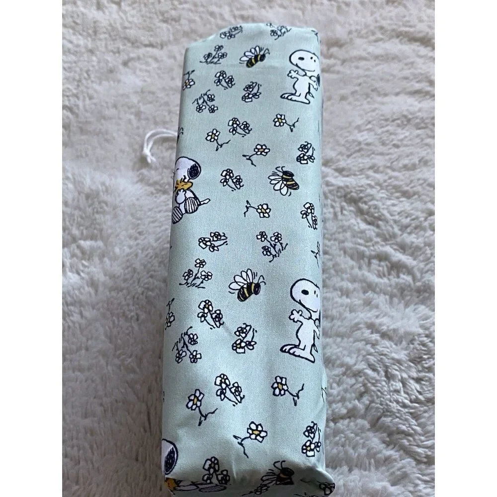 Peanuts Snoopy Spring‎ Bees Flowers Floral QUEEN Sz Sheet Set Soft Green NEW